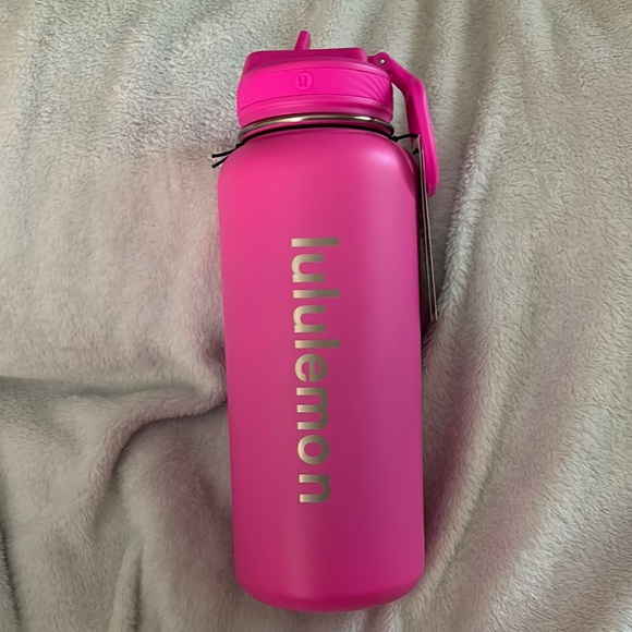 Lululemon Athletica Pink and Silver Thermos for Dining